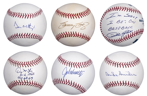 Baseball Legends and Stars Single Signed Baseballs Lot of (6)- Rose, Mattingly, McLain, Snider, Sosa and Smoltz (PSA/DNA & JSA) 